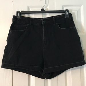 Distressed High Waisted Style Black Jean Shorts